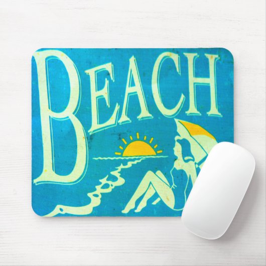 blauwe strandmousepad muismat (Met muis)