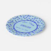 blauwe strandparaplu ' s herhalen patroon koolstof papieren bordje (Gekanteld)