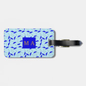 blauwe strandparaplu ' s - monogram herhaald patro bagagelabel (Achterkant horizontaal)