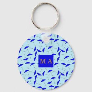 blauwe strandparaplu ' s - monogram herhaald patro sleutelhanger