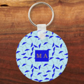 blauwe strandparaplu ' s - monogram herhaald patro sleutelhanger (Voorkant)