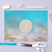 Blauwe Strandschelpen Elegant Monogram Letter Init Tissuepapier (Craft)