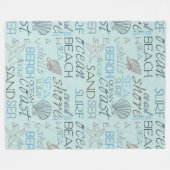 Blauwe Strandschelpen Oceaan Kust Fleece Deken (Voorkant (Horizontaal))