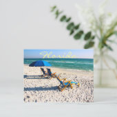Blauwe strandstoelen in florida briefkaart (Staand voorkant)