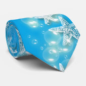 Blauwe strandstrandstrandstralen stropdas (Opgerold)