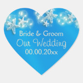 Blauwe strandvlek hart sticker (Voorkant)