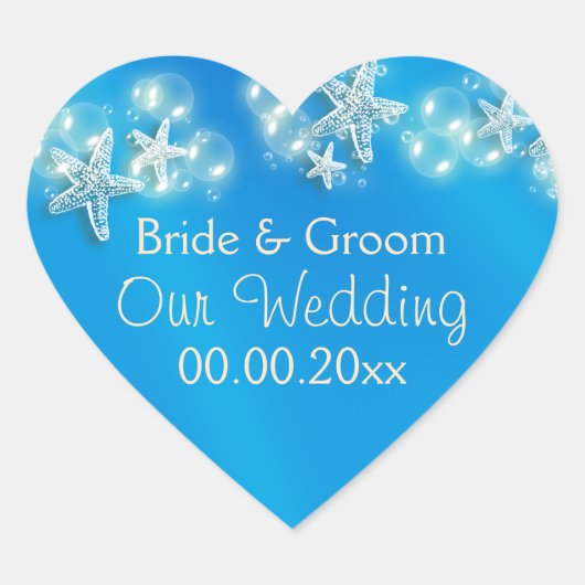 Blauwe strandvlek hart sticker (Voorkant)