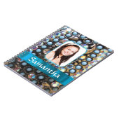 Blauwe strass foto achtergrond notitieboek (Linkerzijde)