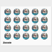 Blauwe strass foto achtergrond ronde sticker (Vel)