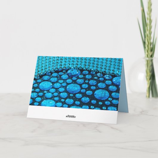 Blauwe strass juwelen imponeren de verjaardag kaart (Achterkant)