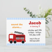 Blauwe straten brandweerwagen op zaterdag feestdag kaart (Staand voorkant)