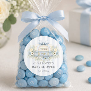 Blauwe Streep Baby Shower Bedankt Sticker