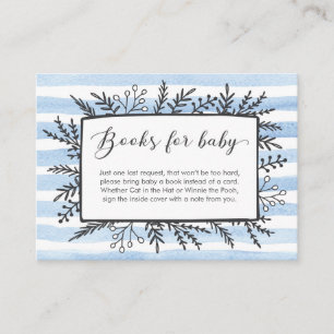 Blauwe streep Boek Aanvraag Baby shower Kaart
