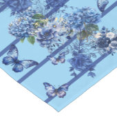 Blauwe streep Butterfly Medow Korte Tafelloper (Hoek)