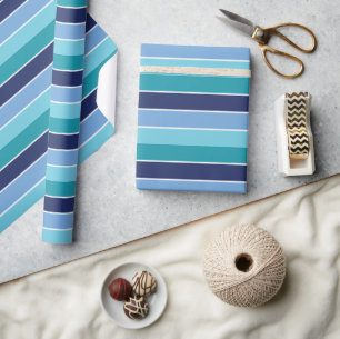 Blauwe streep cadeaupapier
