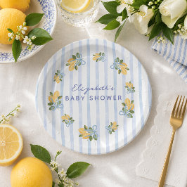 Blauwe Streep Citroen Baby Borrel Papieren Bordje