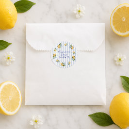 Blauwe Streep Citroen Baby Shower Ronde Sticker