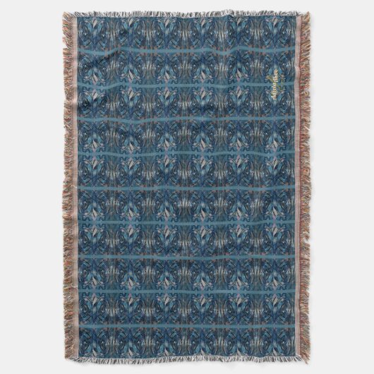 Blauwe Streep Decoratieve Gooi van Dichteres Adiel Deken (Voorkant Verticaal)