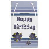 Blauwe streep en Floral Small Gift Bag Klein Cadeauzakje (Achterkant)