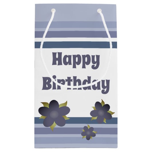 Blauwe streep en Floral Small Gift Bag Klein Cadeauzakje (Achterkant)