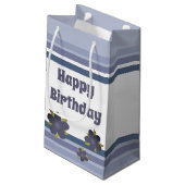 Blauwe streep en Floral Small Gift Bag Klein Cadeauzakje (Achterkant Gekanteld)