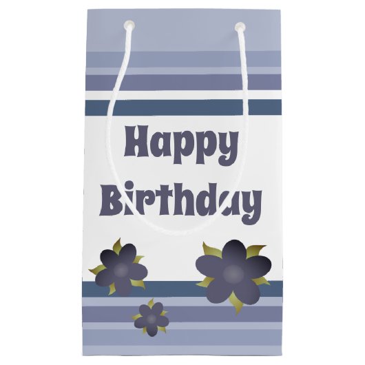 Blauwe streep en Floral Small Gift Bag Klein Cadeauzakje (Voorkant)