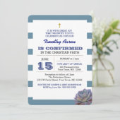 Blauwe Streep en Succulent Bevestigingsuitnodiging Kaart (Staand voorkant)