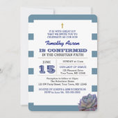 Blauwe Streep en Succulent Bevestigingsuitnodiging Kaart (Voorkant)