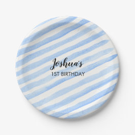 Blauwe streep gepersonaliseerde borden papieren bordje