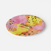 Blauwe streep gepersonaliseerde partij borden papieren bordje (Gekanteld)