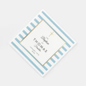 Blauwe streep Gouden kruis Doop Doopfeest Servet (Hoek)