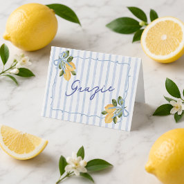 Blauwe Streep Grazie Citroen Baby Shower Bedankkaart