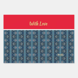 Blauwe streep in rood inpakpapier - Adiela Akoo