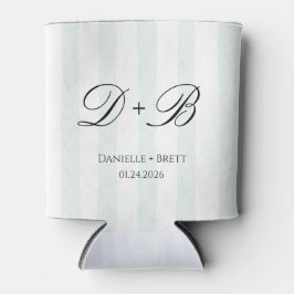 Blauwe Streep Initiële Monogram Huwelijksgunst  Blikjeskoeler