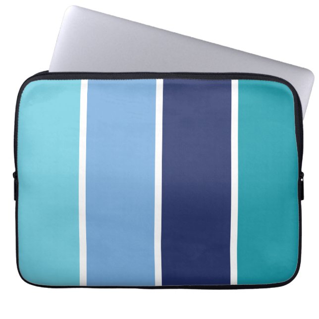 Blauwe streep laptop sleeve (Voorkant)