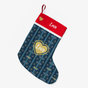 Blauwe Streep LIEFDE Xmas Kous door Dichteres Adie Kleine Kerstsok