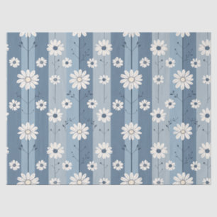 Blauwe Streep Madeliefje Vintage Bloempatroon Tissuepapier