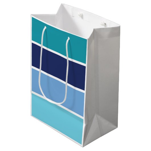 Blauwe streep medium cadeauzakje (Voorkant Gekanteld)