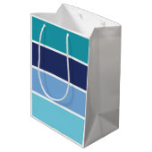 Blauwe streep medium cadeauzakje (Achterkant Gekanteld)