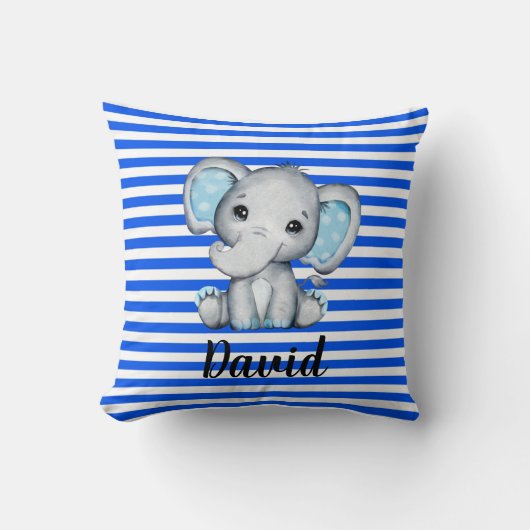 Blauwe streep met olifant kussen (Voorkant)