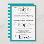 Blauwe Streep Moderne Christelijke bruiloft uitnod Kaart (Voorkant / Achterkant)