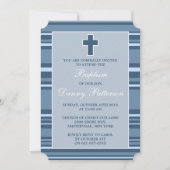 Blauwe streep moderne kruis eerste Heilige Communi Kaart (Voorkant)