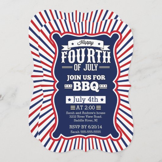  blauwe streep op 4 juli kaart (Voorkant / Achterkant)