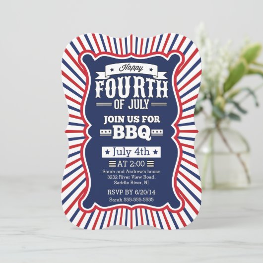  blauwe streep op 4 juli kaart (Staand voorkant)