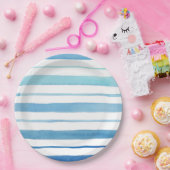 Blauwe streep papieren bordje (Feest)