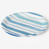 Blauwe streep papieren bordje (Gekanteld)