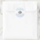 Blauwe Streep Prins Kroon Baby Boy Envelope Seal Ronde Sticker (Tas)