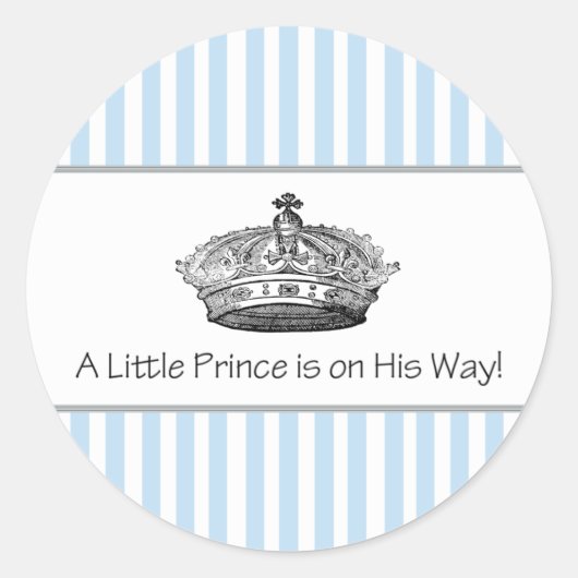 Blauwe Streep Prins Kroon Baby Boy Envelope Seal Ronde Sticker (Voorkant)