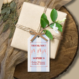 Blauwe Streep Rode Rand Brunch & Bubbels Baby Show Cadeaulabel