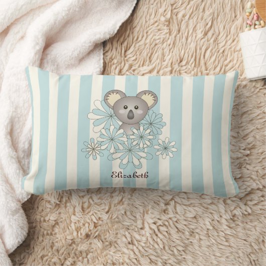 Blauwe Streep Schattige Baby Koala Beer Kinderkame Kussen (Deken)